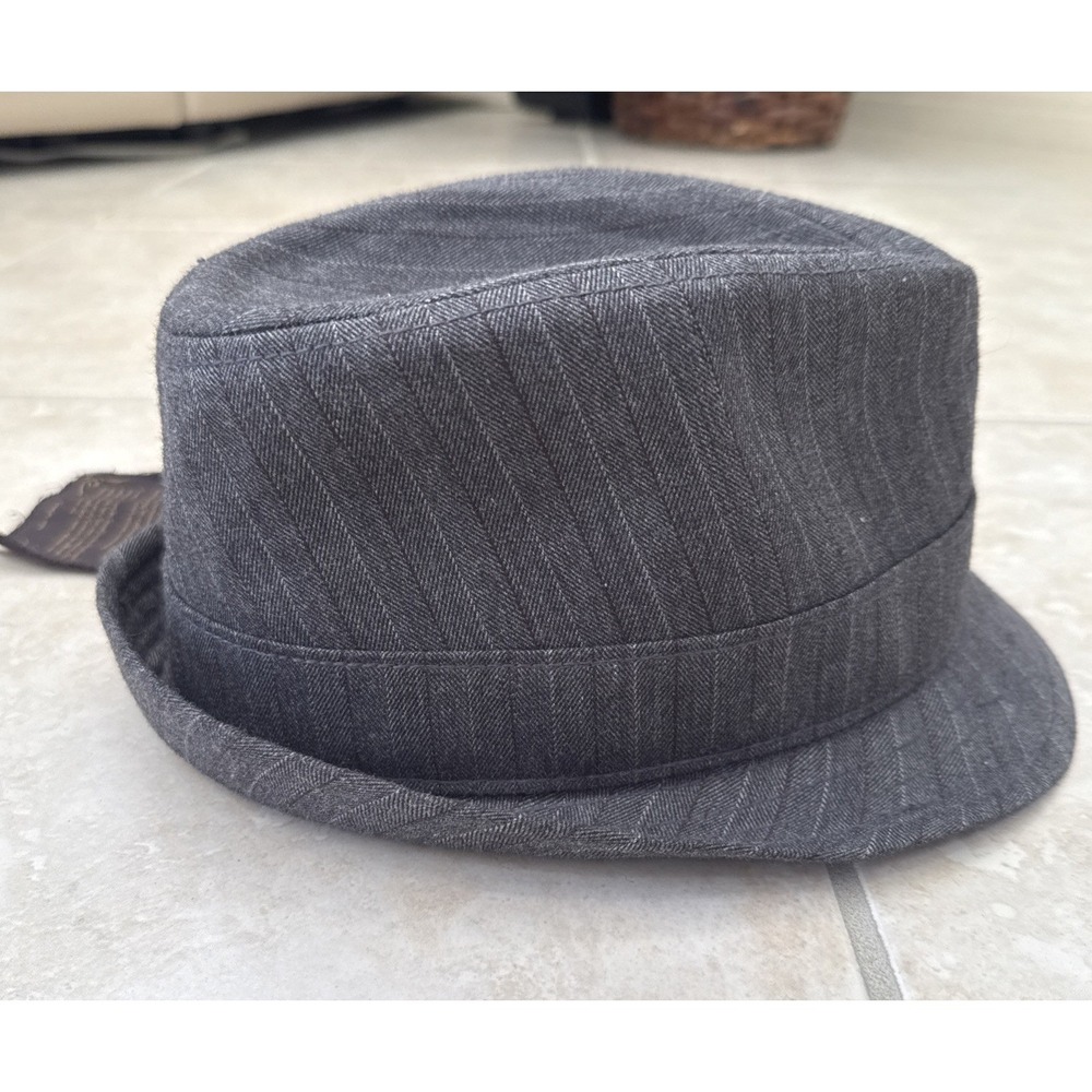 Goorin‎ Bros Mens Charcoal Grey Herringbone Fedora Hat Small 100-1607 Beau